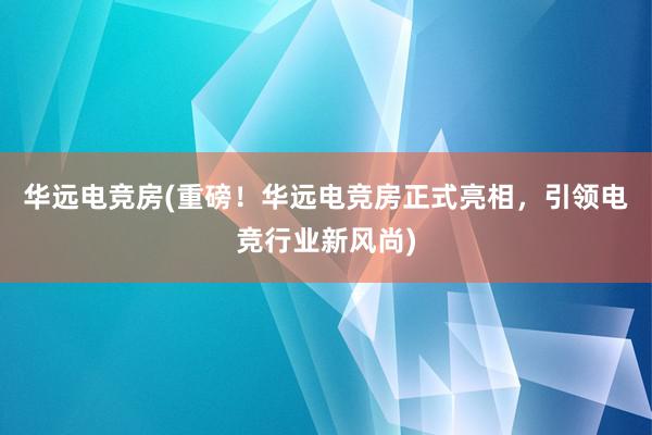 华远电竞房(重磅！华远电竞房正式亮相，引领电竞行业新风尚)