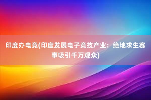 印度办电竞(印度发展电子竞技产业：绝地求生赛事吸引千万观众)