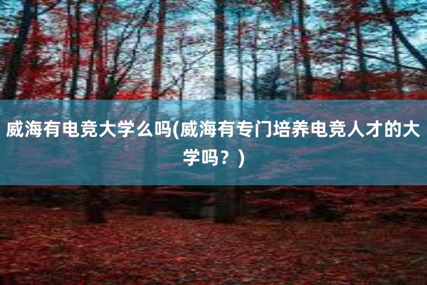 威海有电竞大学么吗(威海有专门培养电竞人才的大学吗？)