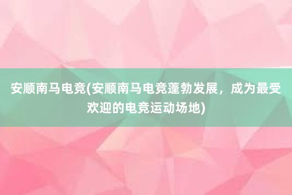 安顺南马电竞(安顺南马电竞蓬勃发展，成为最受欢迎的电竞运动场地)