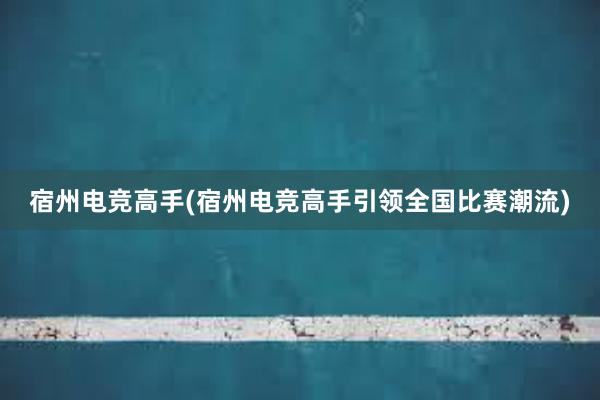 宿州电竞高手(宿州电竞高手引领全国比赛潮流)