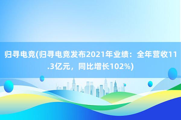 归寻电竞(归寻电竞发布2021年业绩：全年营收11.3亿元，同比增长102%)