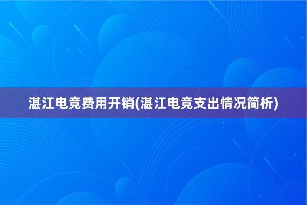 湛江电竞费用开销(湛江电竞支出情况简析)