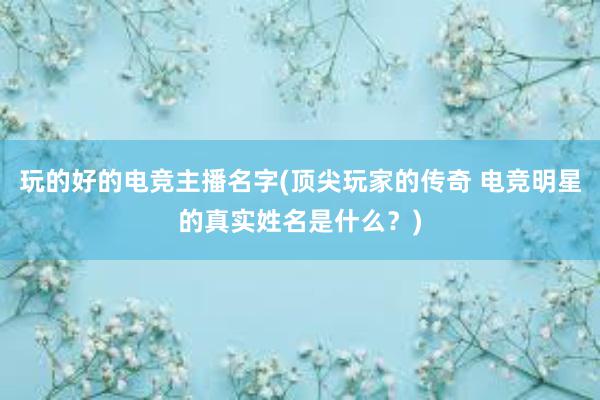 玩的好的电竞主播名字(顶尖玩家的传奇 电竞明星的真实姓名是什么？)