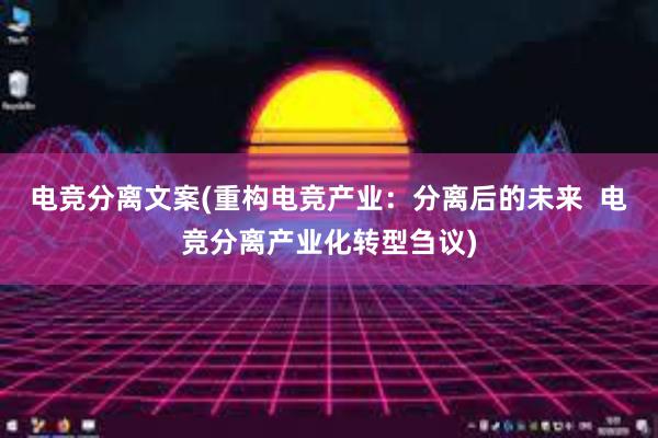 电竞分离文案(重构电竞产业：分离后的未来  电竞分离产业化转型刍议)