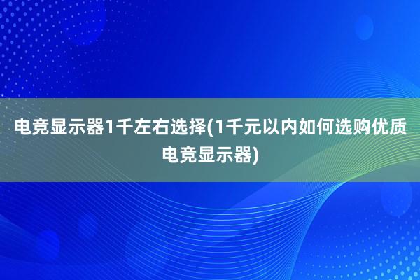 电竞显示器1千左右选择(1千元以内如何选购优质电竞显示器)