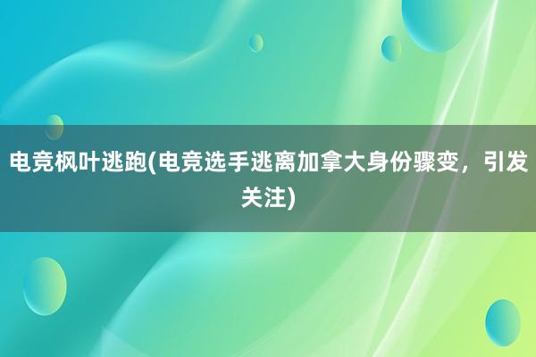 电竞枫叶逃跑(电竞选手逃离加拿大身份骤变，引发关注)