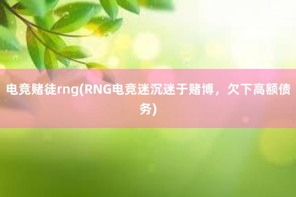 电竞赌徒rng(RNG电竞迷沉迷于赌博，欠下高额债务)