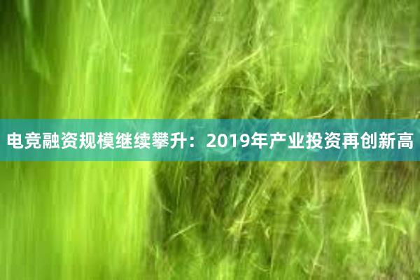 电竞融资规模继续攀升：2019年产业投资再创新高