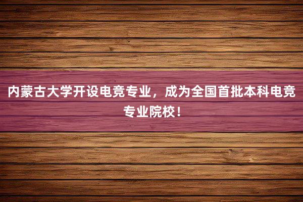 内蒙古大学开设电竞专业，成为全国首批本科电竞专业院校！