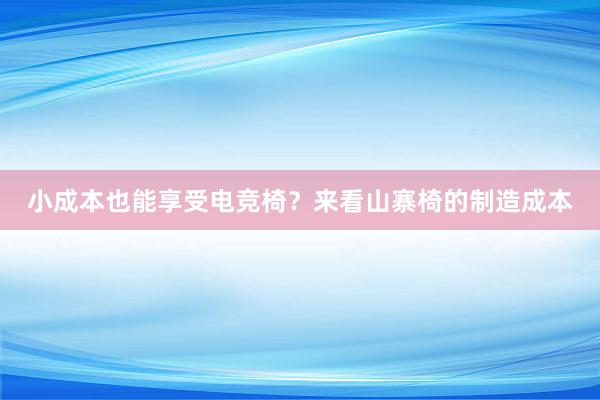 小成本也能享受电竞椅？来看山寨椅的制造成本