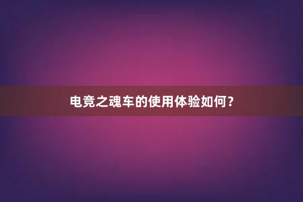 电竞之魂车的使用体验如何？