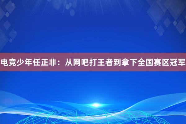 电竞少年任正非：从网吧打王者到拿下全国赛区冠军