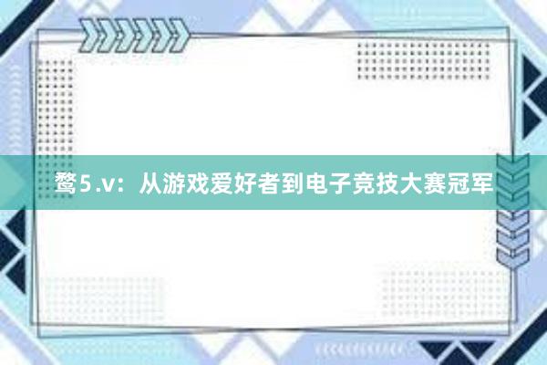 鹜⒌v：从游戏爱好者到电子竞技大赛冠军